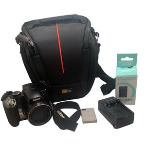 Nikon Coolpix P80 10.1MP Digital Bridge Camera, strap  + 2 Batteries 8GB-SD Case